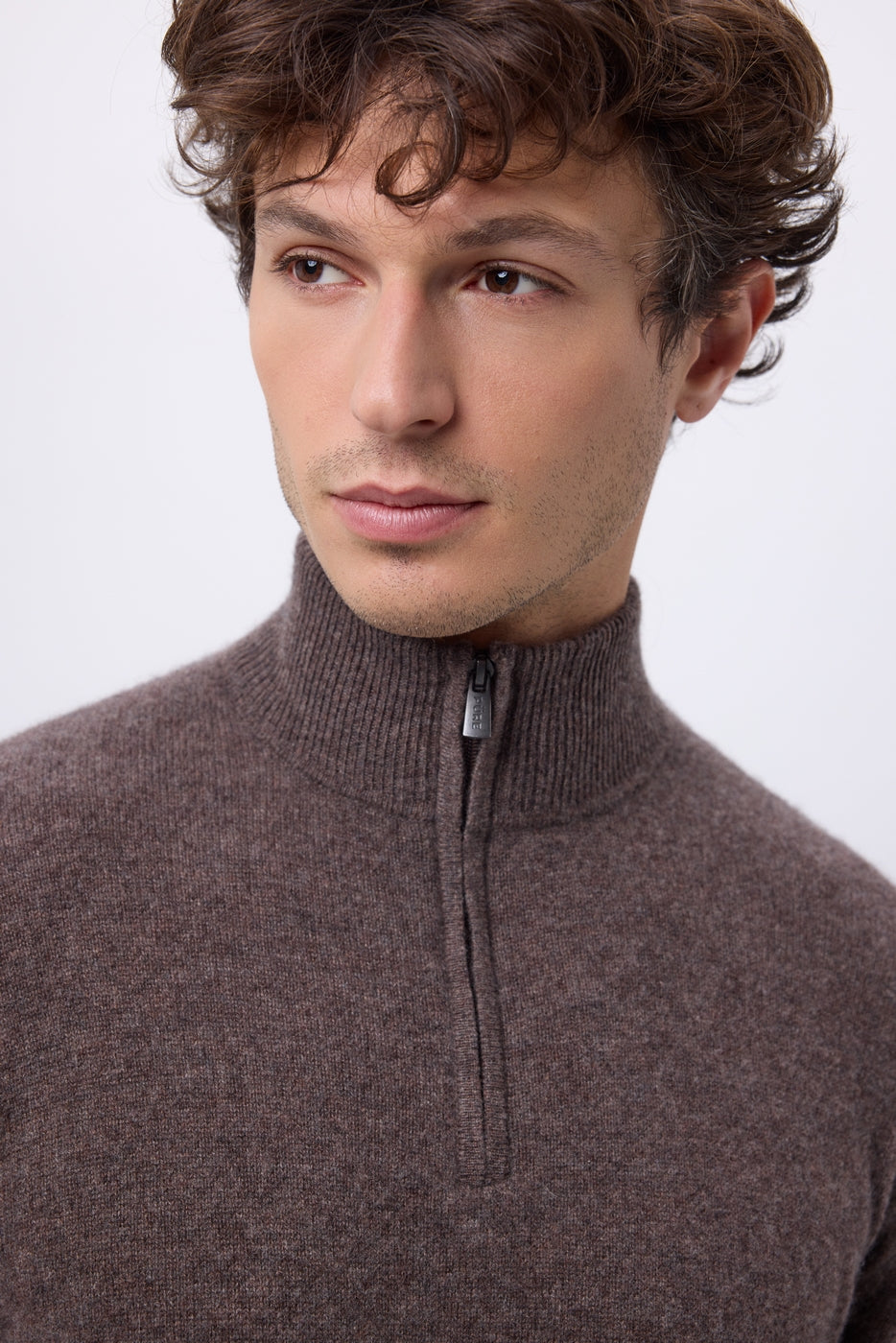Pull Col Montant Zippe Rayman - Marron Chine - Homme