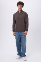 Pull Col Montant Zippe Rayman - Marron Chine - Homme