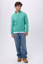 Pull Col Montant Zippe Rayman - Vert Pastel - Homme