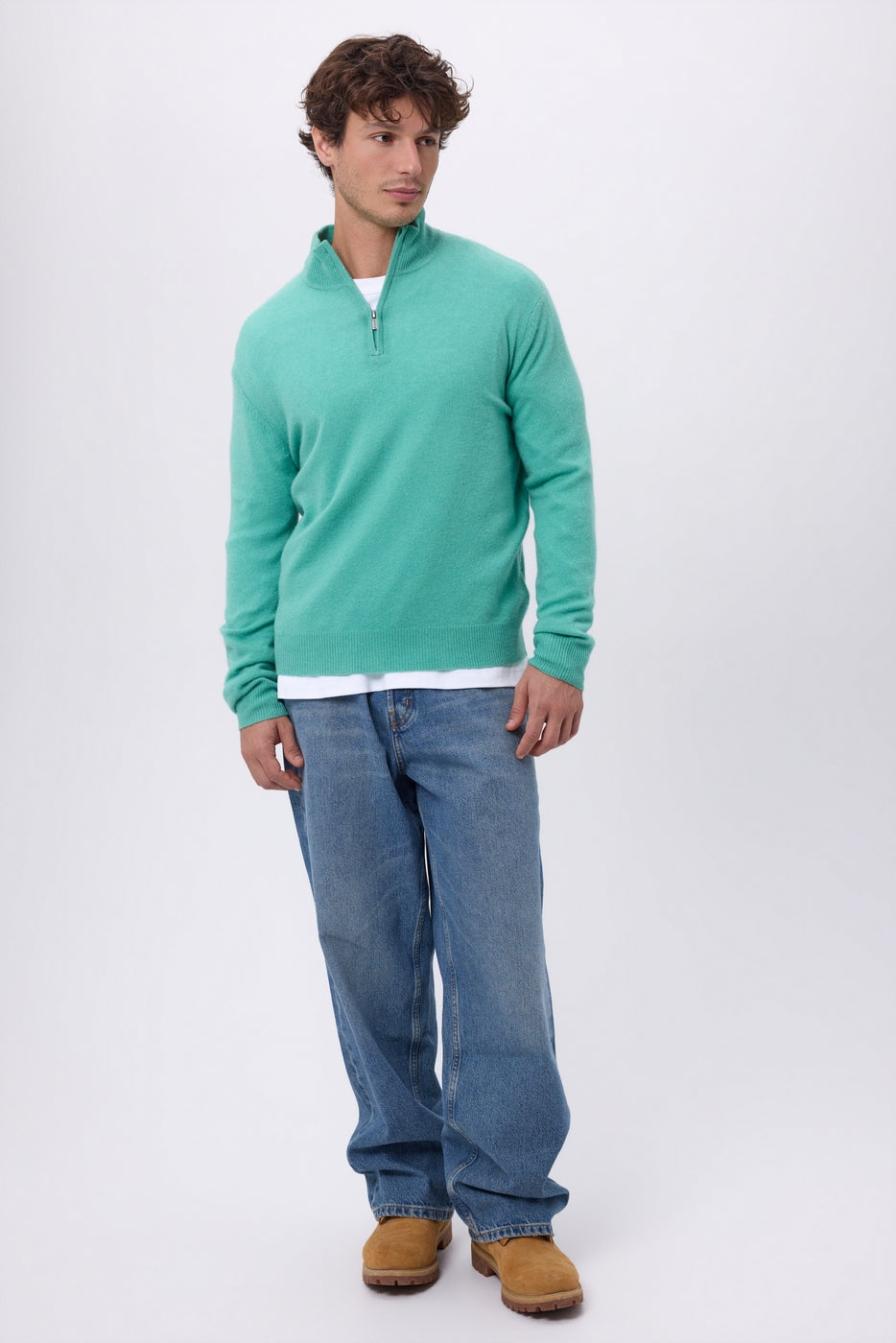 Pull Col Montant Zippe Rayman - Vert Pastel - Homme