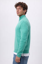 Pull Col Montant Zippe Rayman - Vert Pastel - Homme
