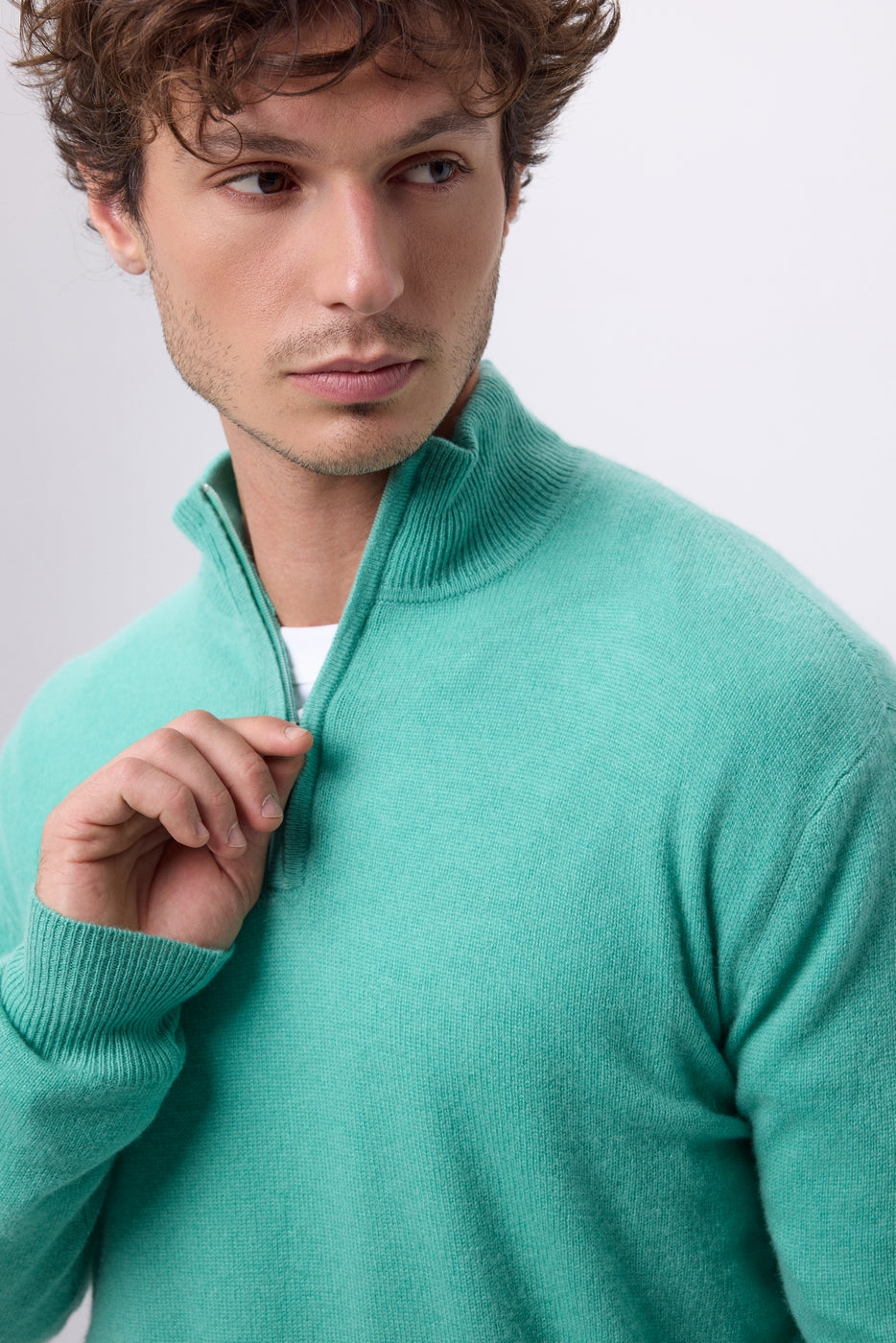 Pull Col Montant Zippe Rayman - Vert Pastel - Homme