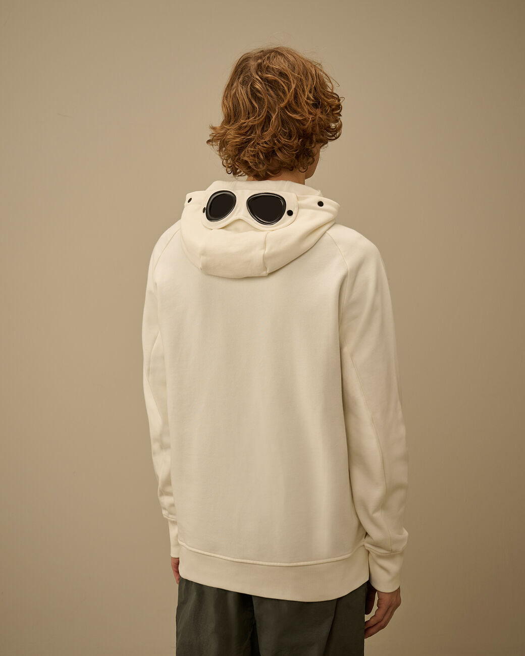 CP Company - Sweat À Capuche Zippé Diagonal Fleece Goggle – Blanc