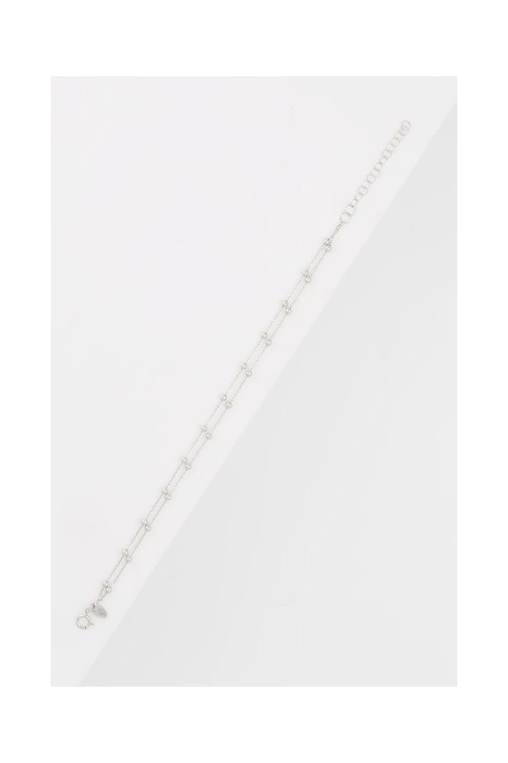 Pulsera De Cadena De Doble Bola En Oro Blanco 375/1000