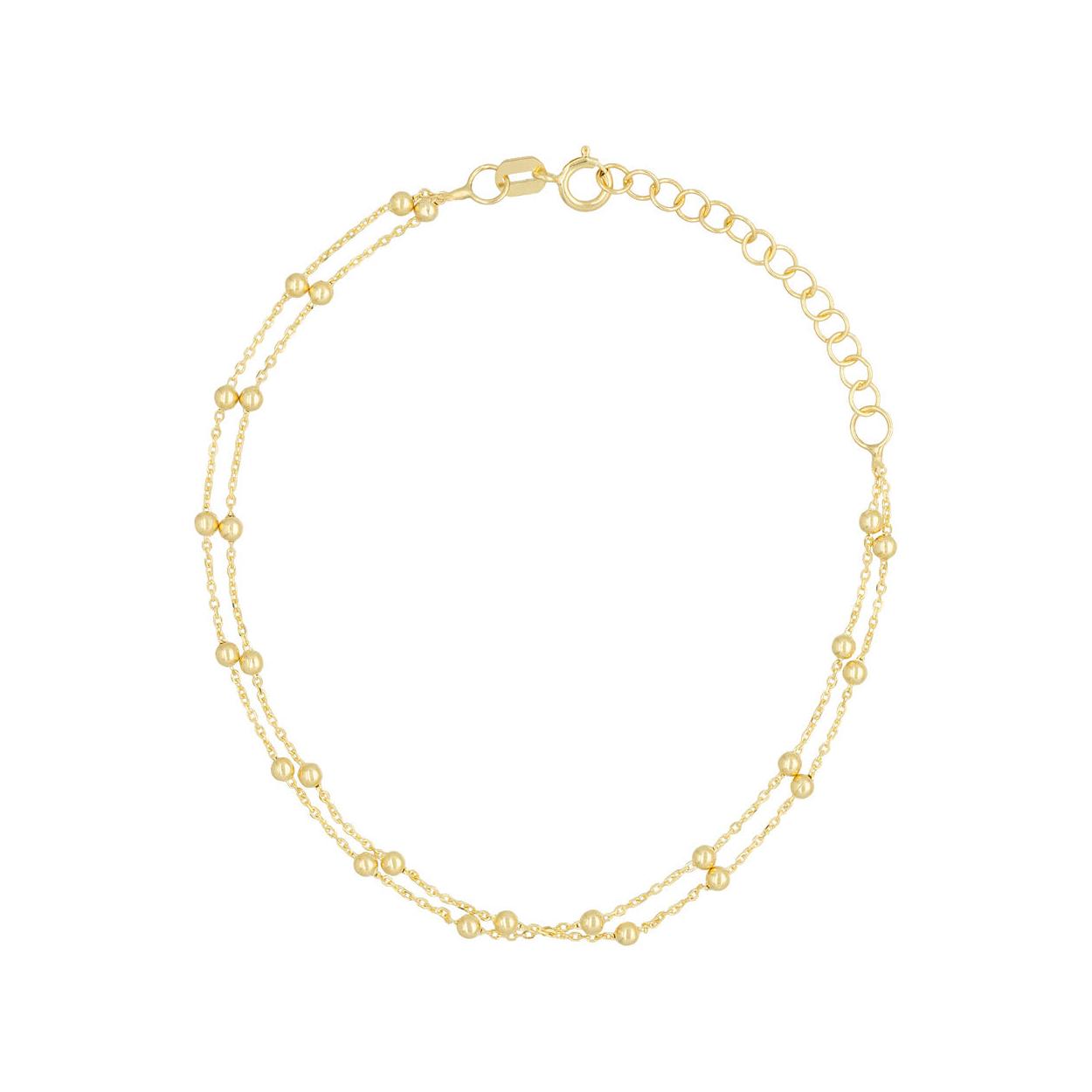 Pulsera De Cadena De Doble Bola En Oro Amarillo 375/1000