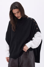 Poncho con botones Reba - Negro - Mujer