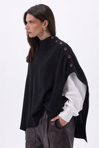 Poncho con botones Reba - Negro - Mujer