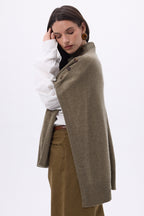 Poncho con botones Reba - Caqui jaspeado - Mujer