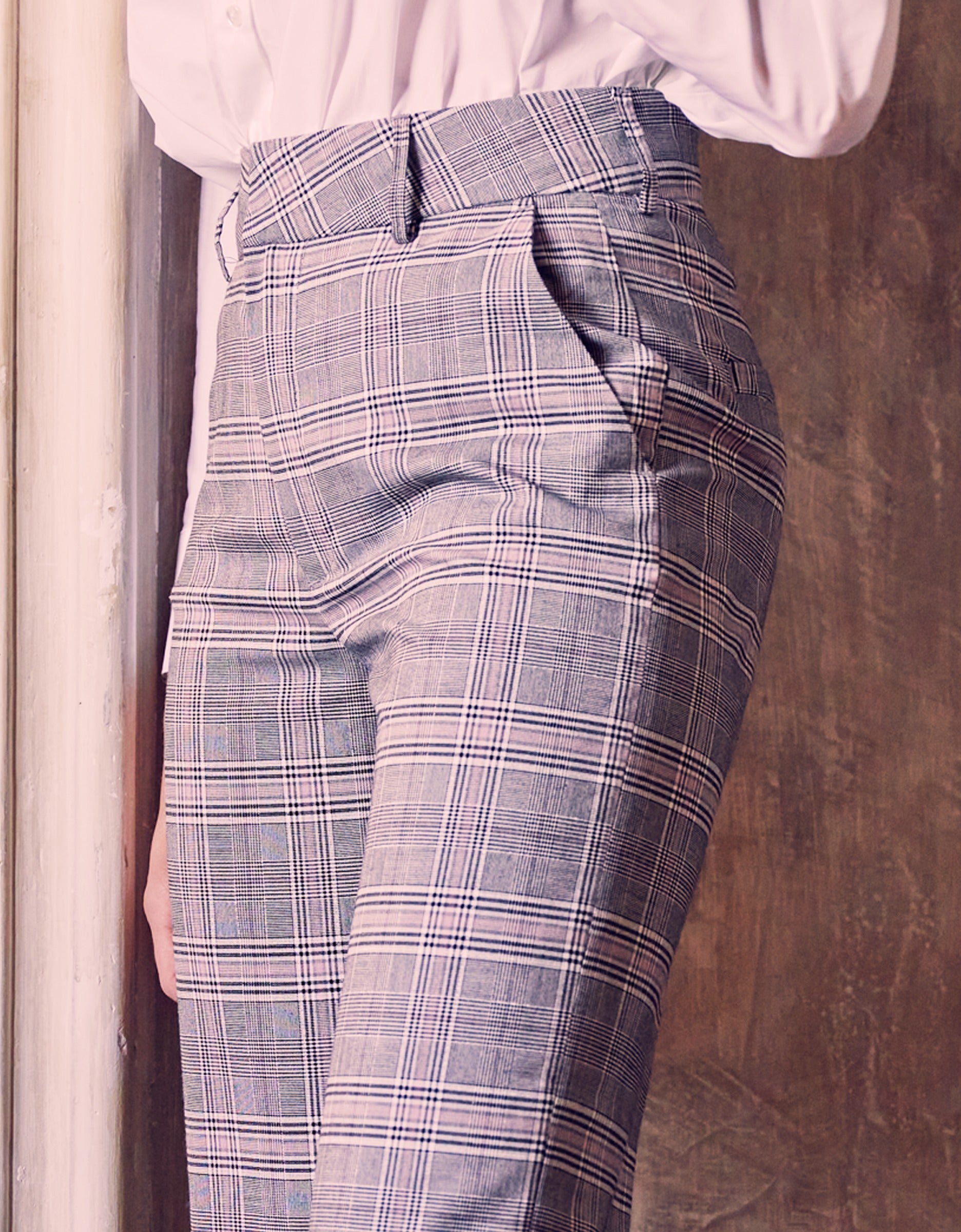 Pantalón capri recto Basic Liv - Cuadros brillantes - Mujer
