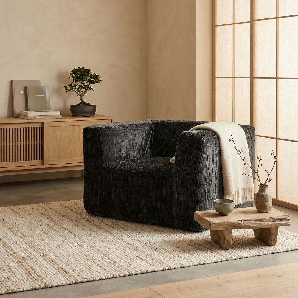 Fauteuil En Velours - Noir