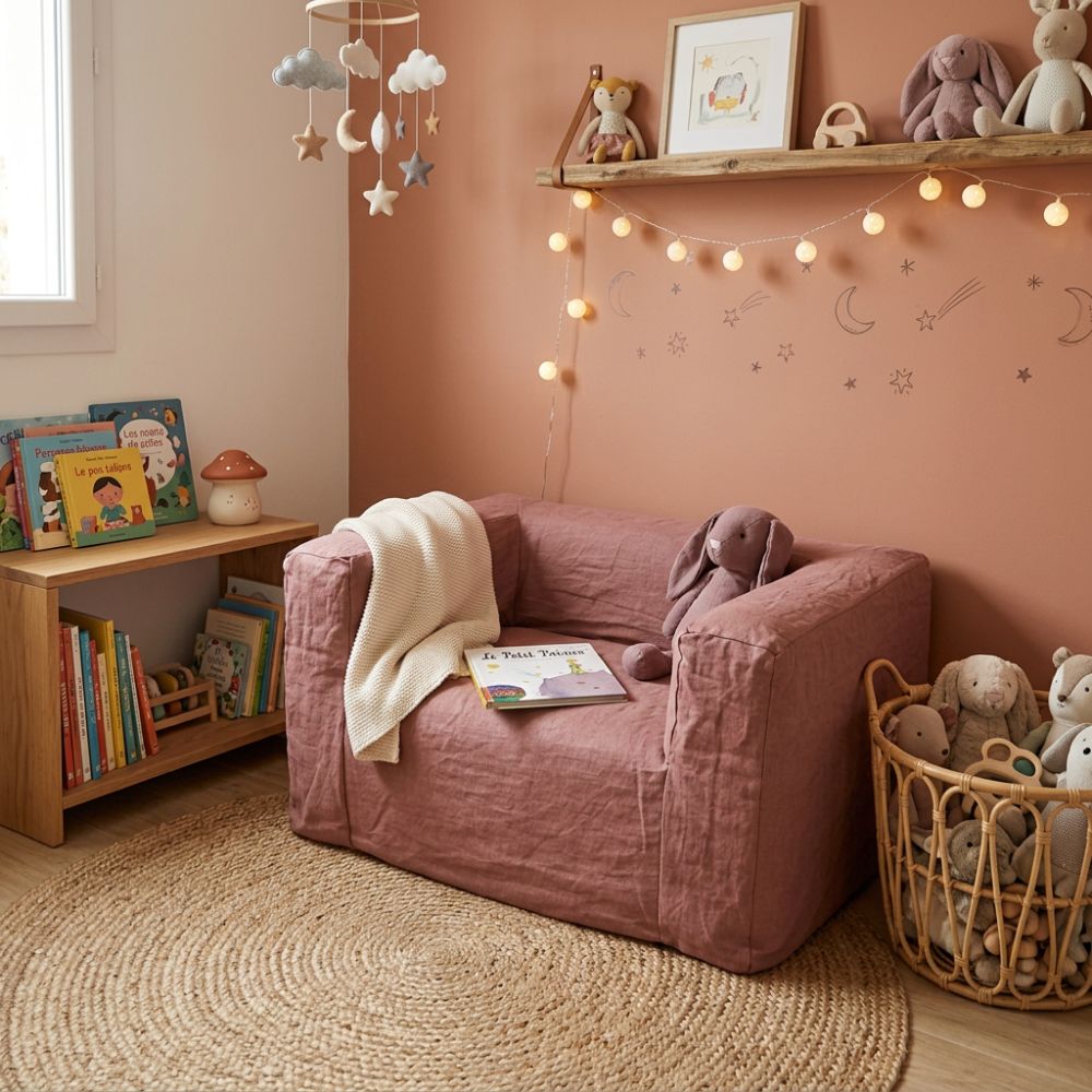 Fauteuil En Lin - Rouge