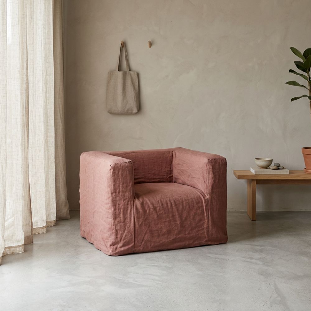 Fauteuil En Lin - Rouge