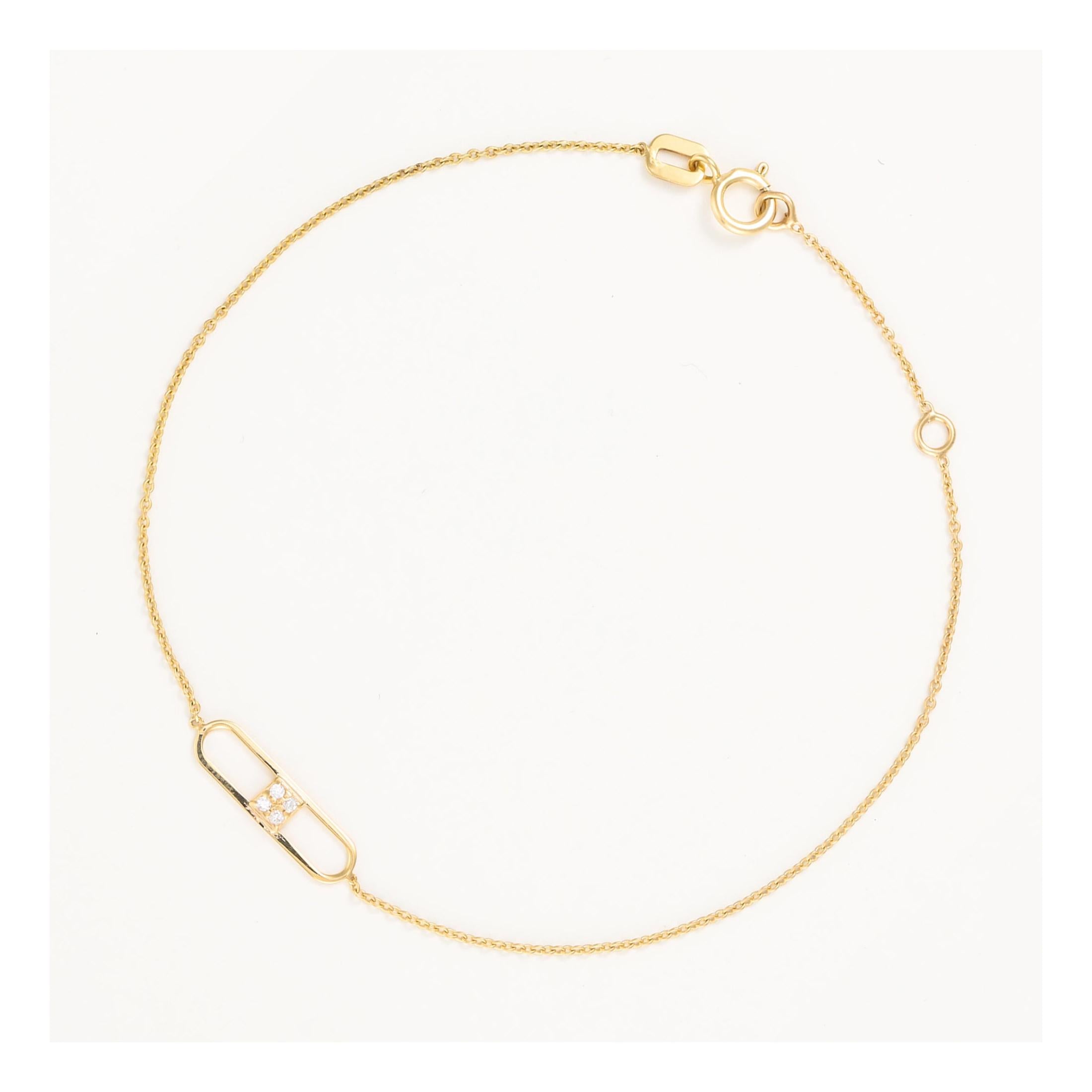 Bracelet "Eddi" Or Jaune 375/1000 Et Zirconium