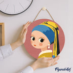 Pintura por Números sobre Disco de Madera - Joven con Pendiente