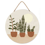 Pintura por números sobre disco de madera - Plantas suculentas