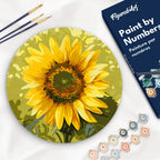 Paint By Numbers On Wooden Disc - Sunflower