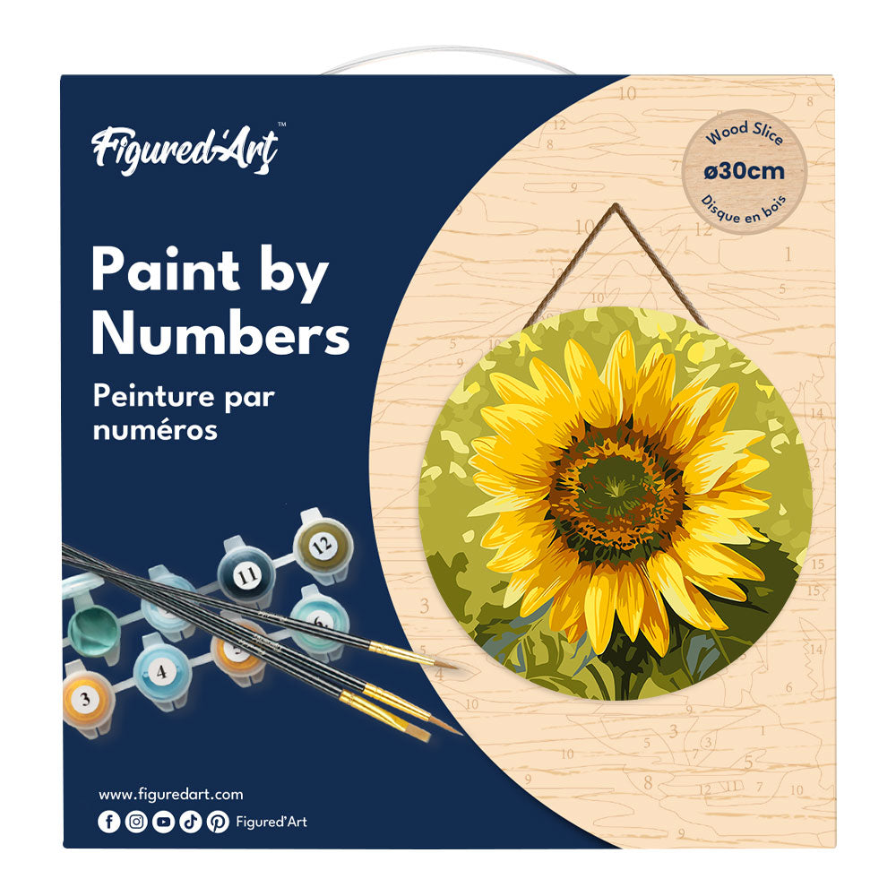 Paint By Numbers On Wooden Disc - Sunflower