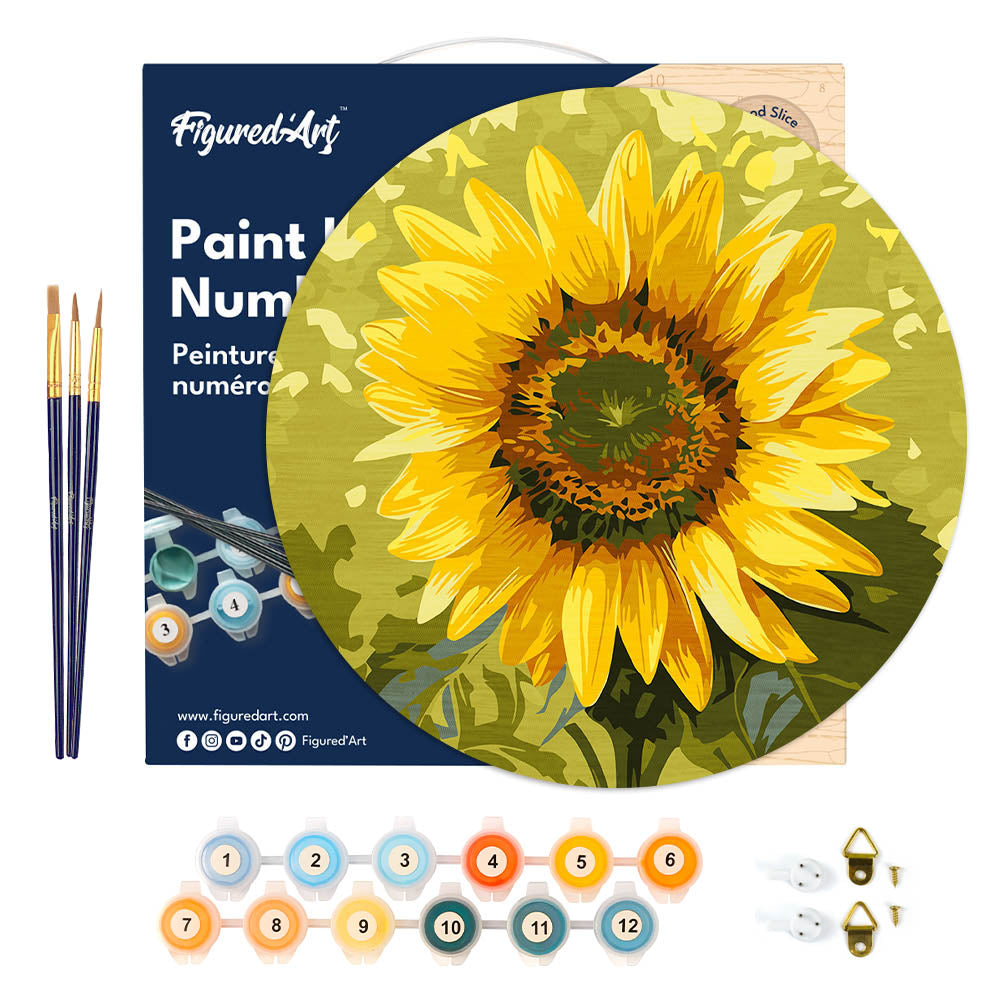 Paint By Numbers On Wooden Disc - Sunflower