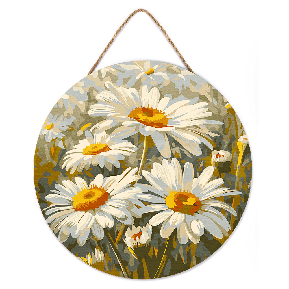 Peinture Par Numéro Sur Disque En Bois - Marguerites