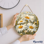 Peinture Par Numéro Sur Disque En Bois - Marguerites