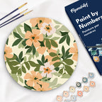 Paint by Numbers on Wooden Disc - Floral Pattern