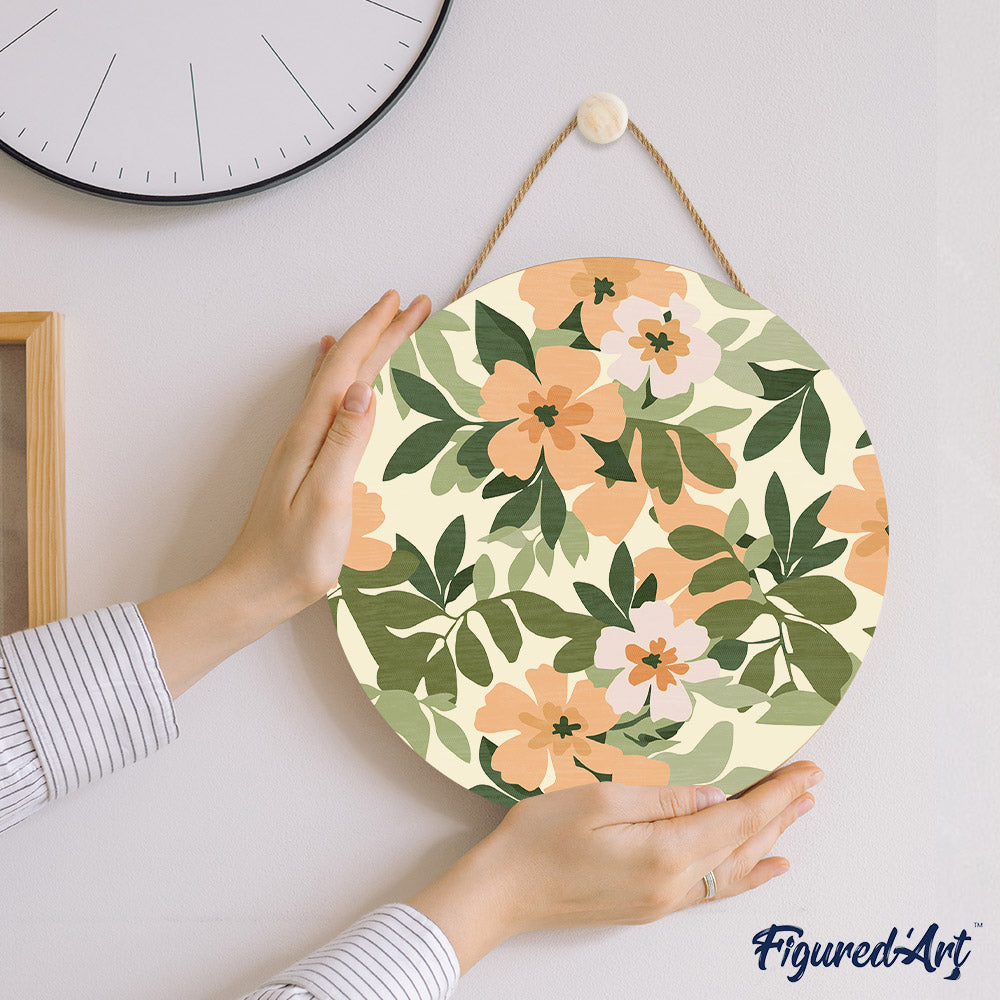 Paint by Numbers on Wooden Disc - Floral Pattern
