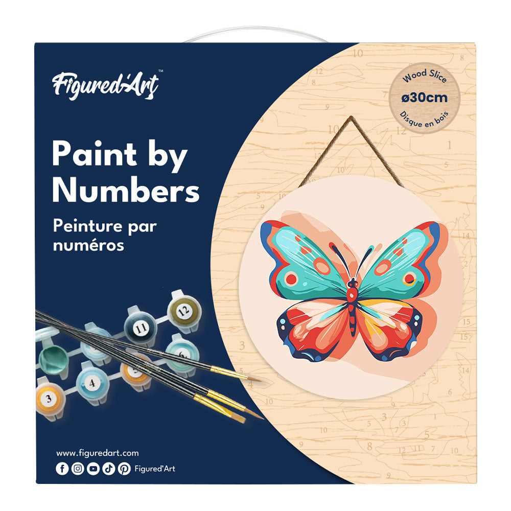 Peinture Par Numéro Sur Disque En Bois - Papillon