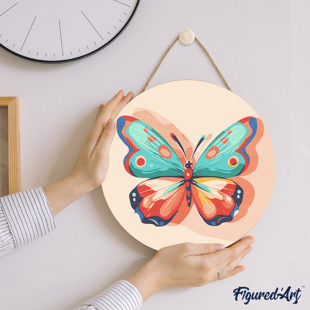 Peinture Par Numéro Sur Disque En Bois - Papillon