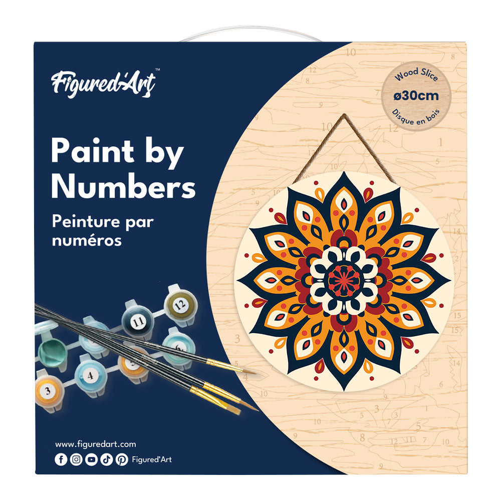 Paint By Numbers On Wooden Disc - Sunny Mandala