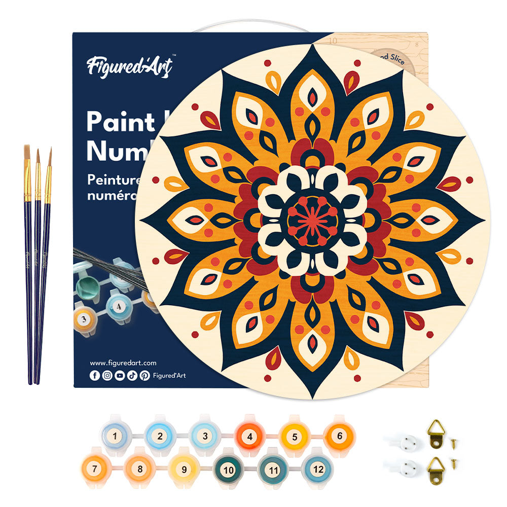 Paint By Numbers On Wooden Disc - Sunny Mandala