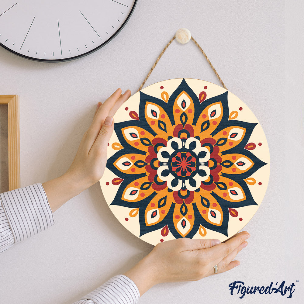 Paint By Numbers On Wooden Disc - Sunny Mandala
