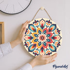 Paint By Numbers On Wooden Disc - Floral Mandala
