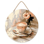 Paint By Numbers On Wooden Disc - Morning Coffee