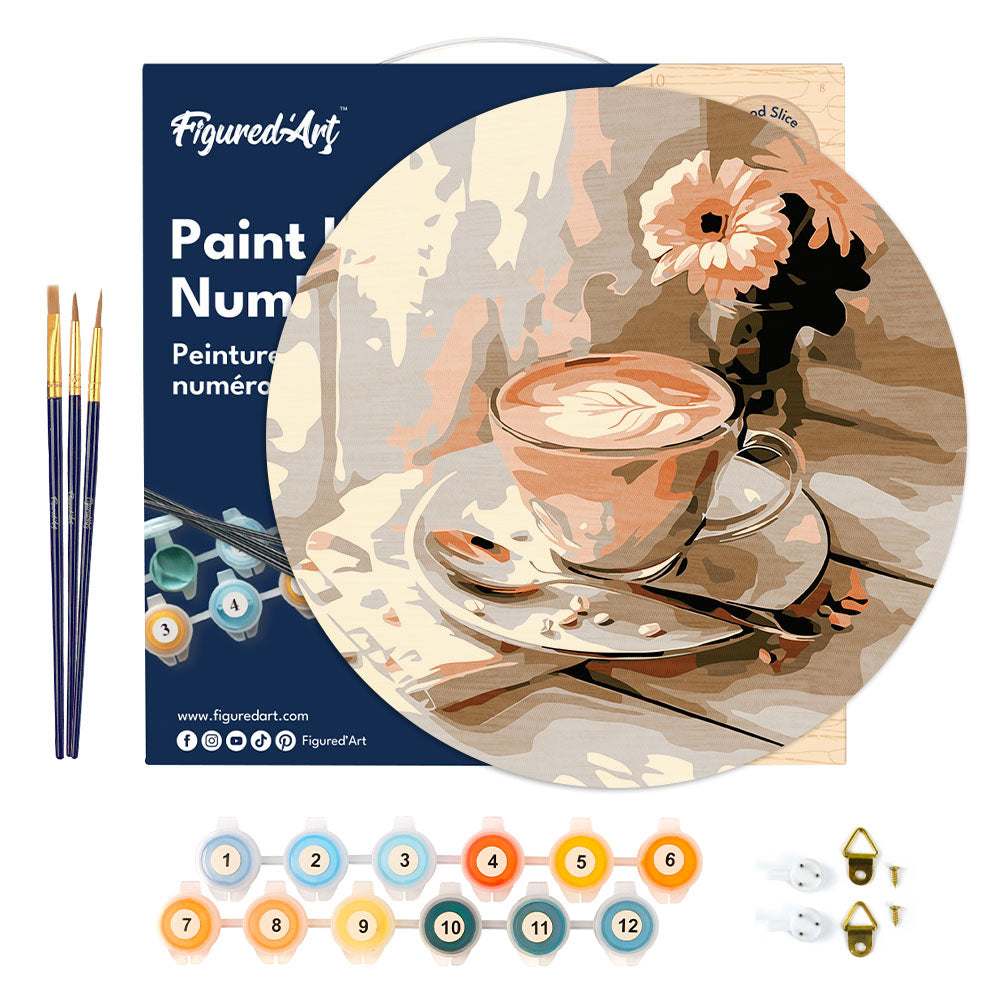 Paint By Numbers On Wooden Disc - Morning Coffee
