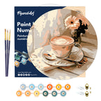Paint By Numbers On Wooden Disc - Morning Coffee