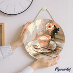 Paint By Numbers On Wooden Disc - Morning Coffee