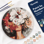 Paint By Numbers On Wooden Disc - Beauty Behind The Flowers