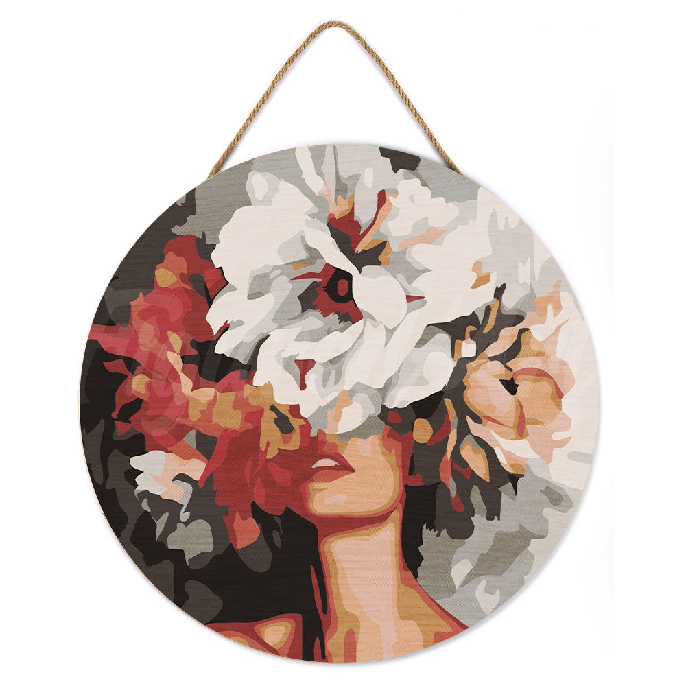 Paint By Numbers On Wooden Disc - Beauty Behind The Flowers