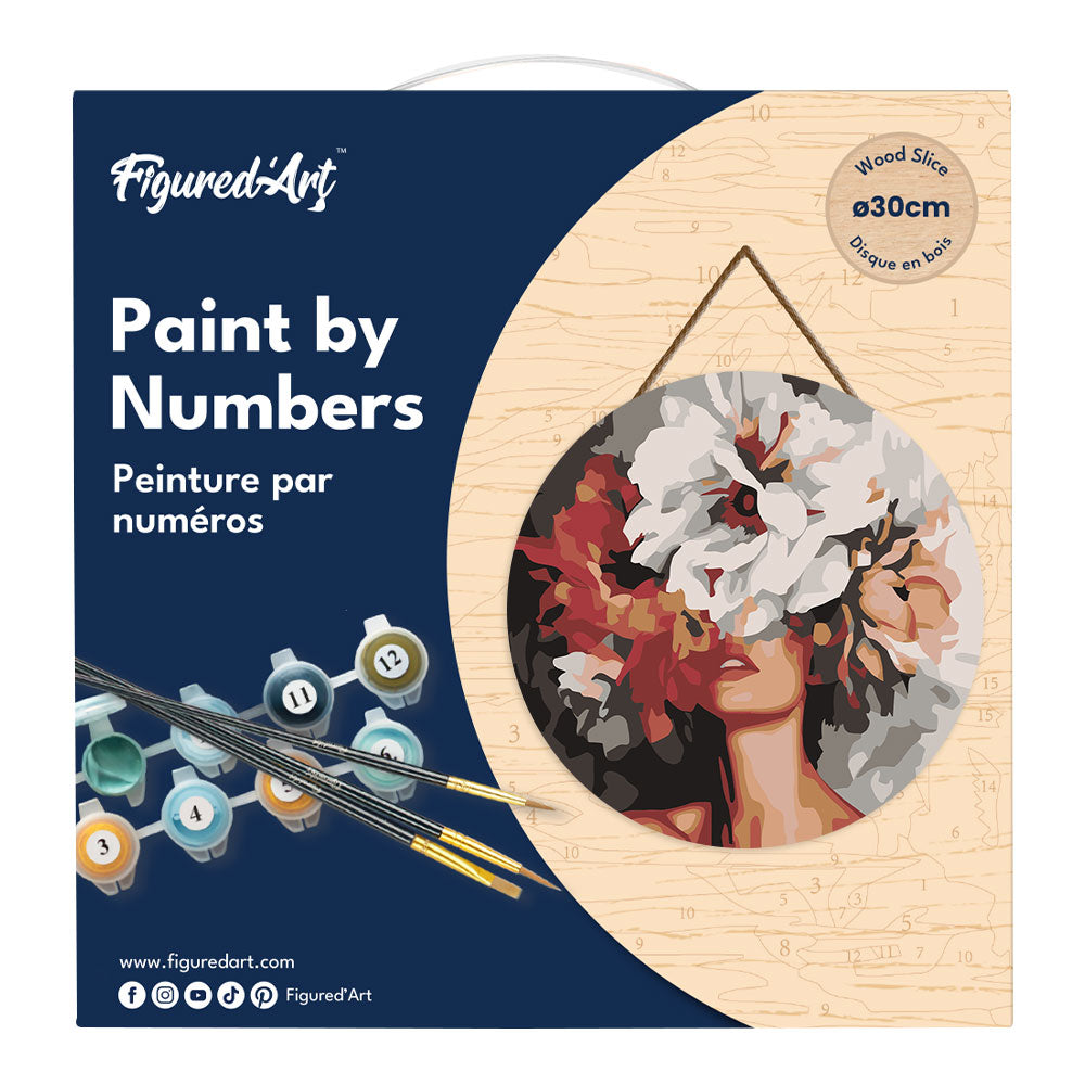 Paint By Numbers On Wooden Disc - Beauty Behind The Flowers