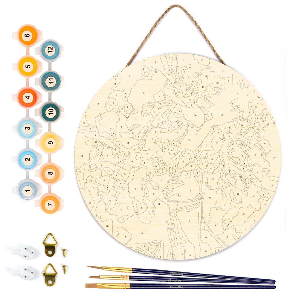 Paint By Numbers On Wooden Disc - Beauty Behind The Flowers