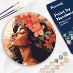 Paint By Numbers On Wooden Disc - Floral Woman