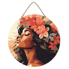 Paint By Numbers On Wooden Disc - Floral Woman
