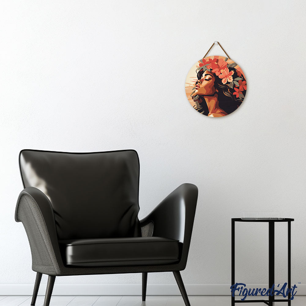 Paint By Numbers On Wooden Disc - Floral Woman