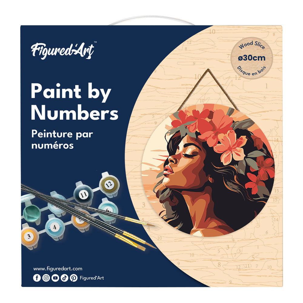 Paint By Numbers On Wooden Disc - Floral Woman