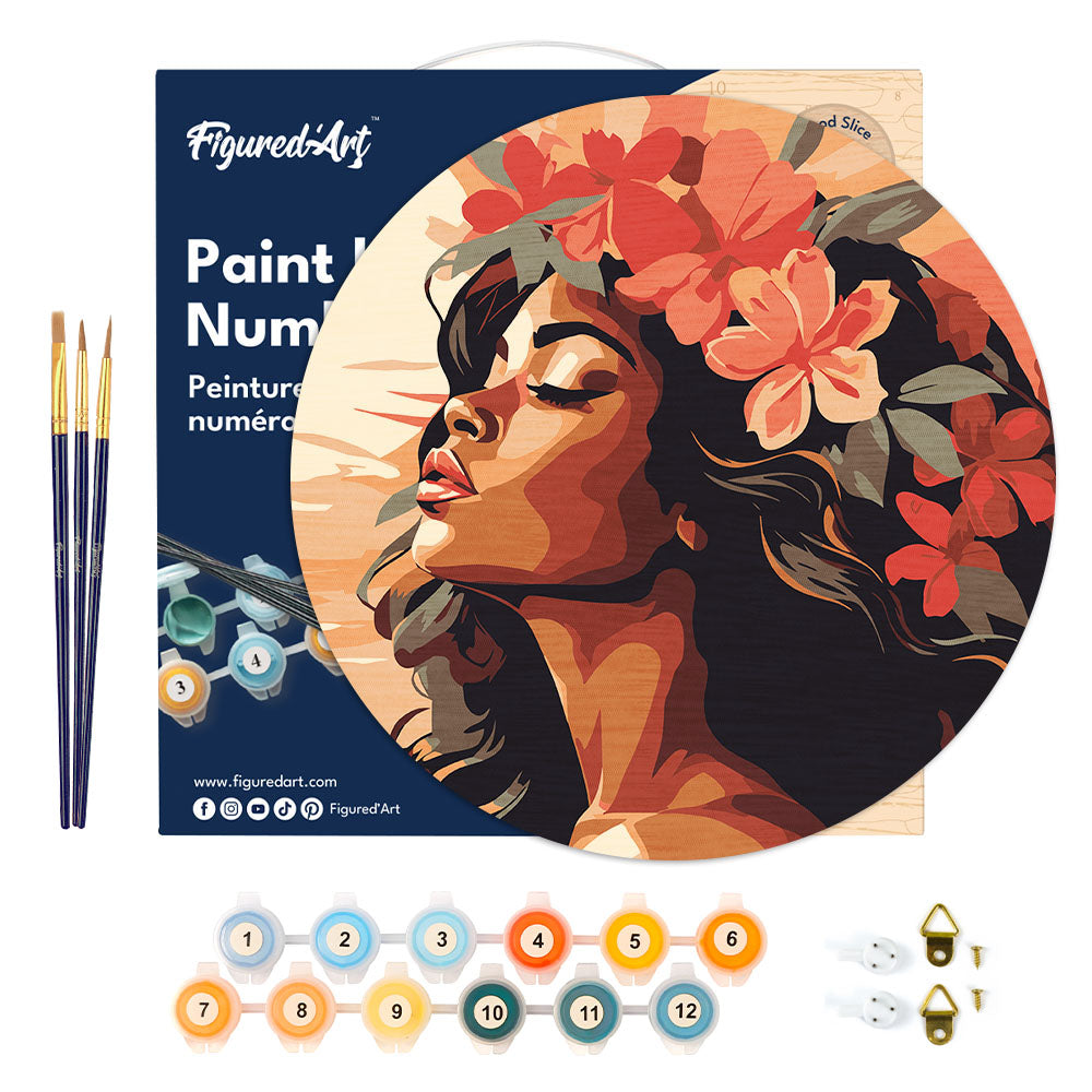 Paint By Numbers On Wooden Disc - Floral Woman