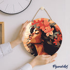 Paint By Numbers On Wooden Disc - Floral Woman