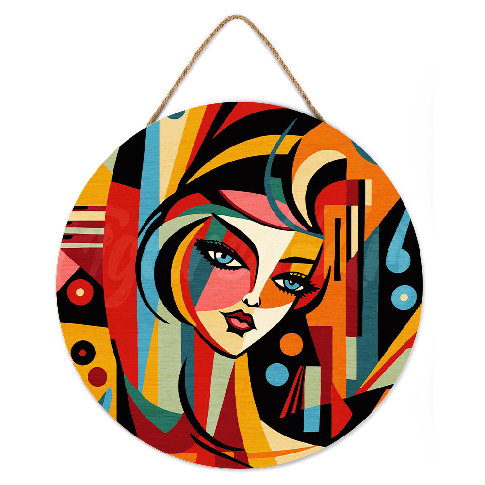 Paint By Numbers On Wooden Disc - Abstract Woman Picasso Style