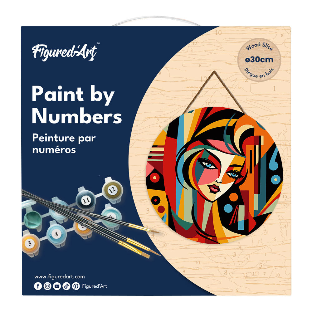 Paint By Numbers On Wooden Disc - Abstract Woman Picasso Style