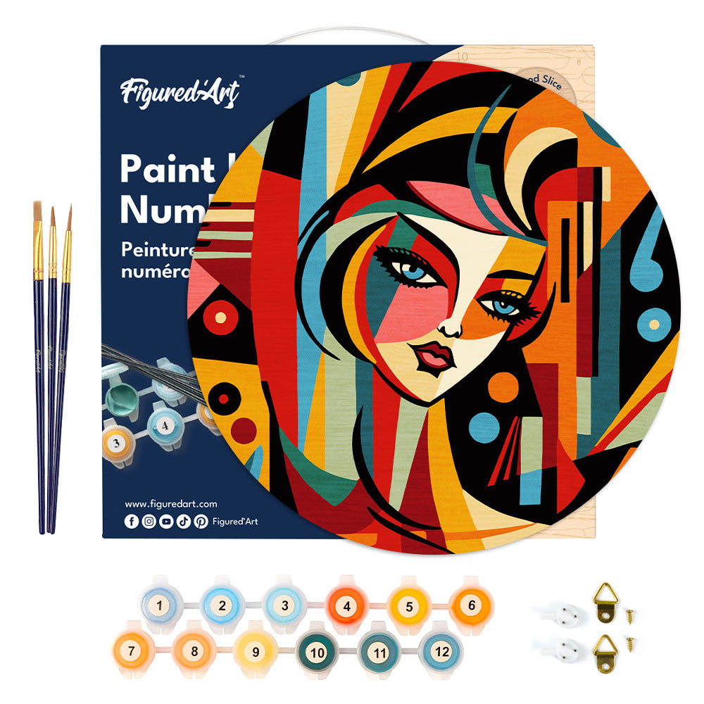 Paint By Numbers On Wooden Disc - Abstract Woman Picasso Style