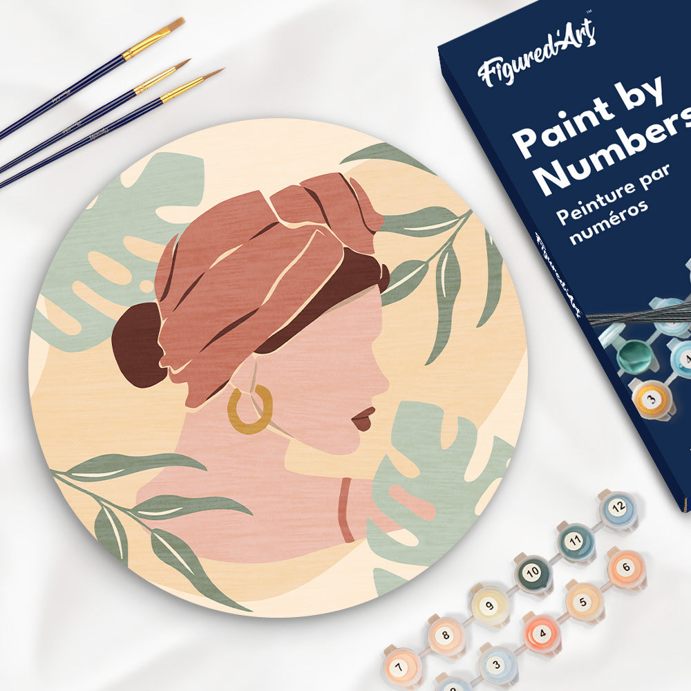 Peinture Par Numéro Sur Disque En Bois - Femme Au Turban De Profil